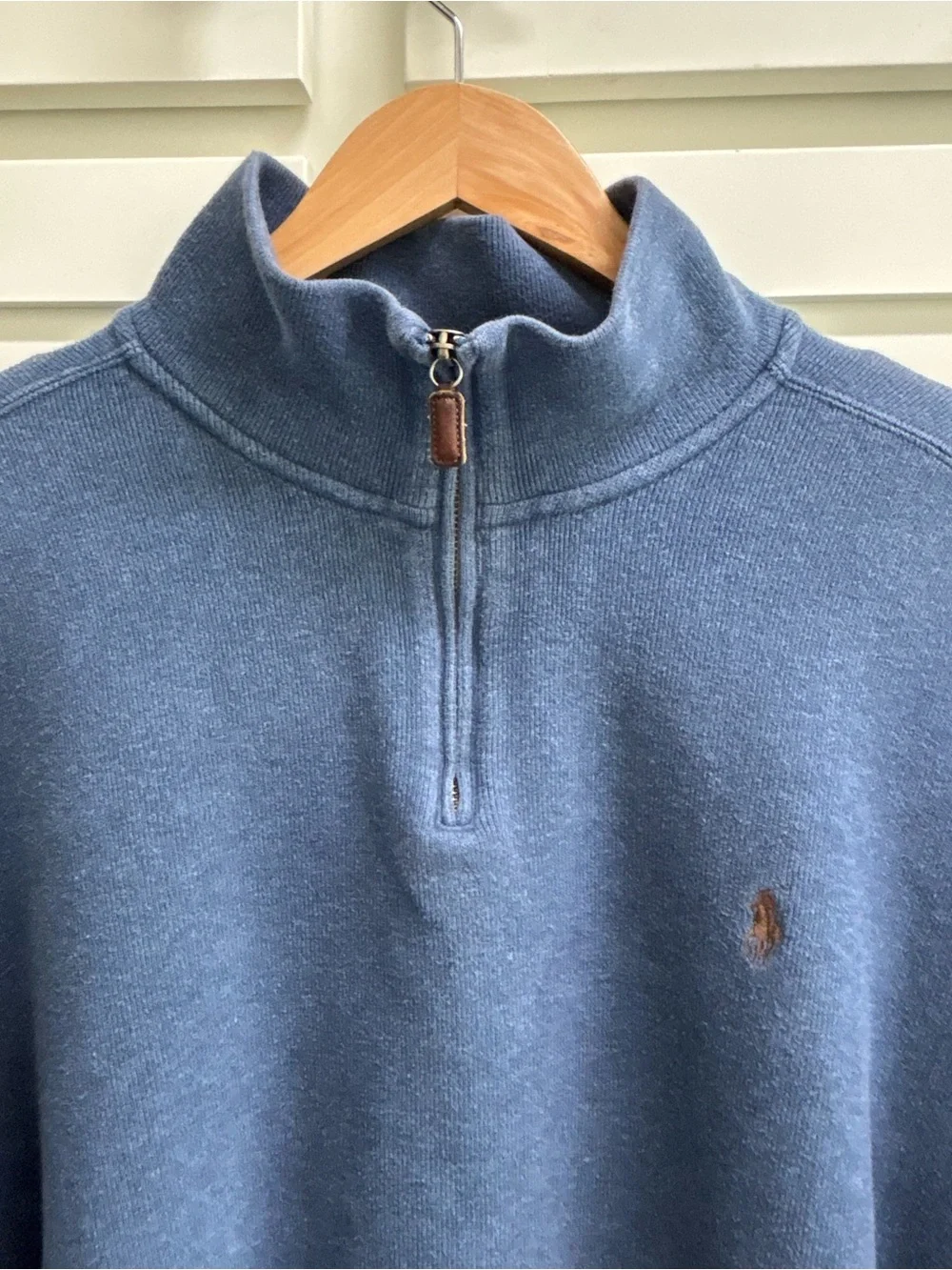 Polo Ralph Lauren Vintage Quarter Zip Sweatshirt Men’s XXL Blue Brown Pony